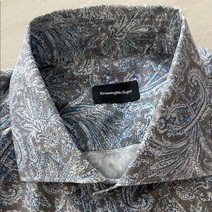 Ermenegildo Zegna Brown and Blue Paisley Shirt